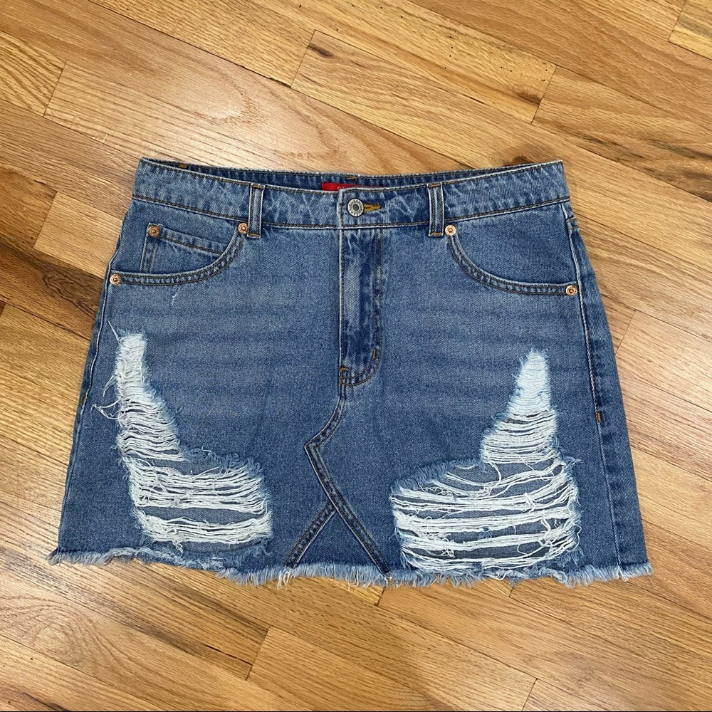 Ripped Denim Skirt